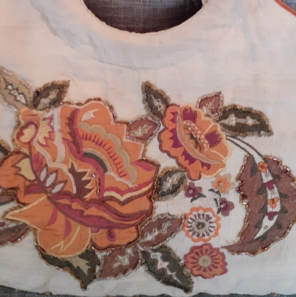 Vintage Cane Handle Hand Bag with front & rear embroidery detailing - Picture 2 of 11